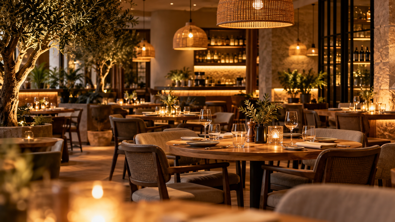 A warm restaurant interior